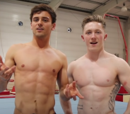 Tom Daley (left) and Nile Wilson shirtless