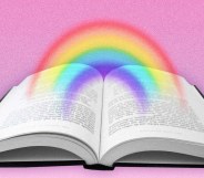 An open dictionary of LGBTQ+ terms and their meanings with a Pride rainbow shining from the pages