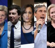 Presidential hopefuls Cory Booker, Elizabeth Warren, Pete Buttegieg, Kamala Harris, Beto O'Rourke, Kirsten Gillibrand and Bernie Sanders