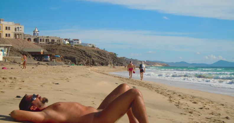 Nude man at beach