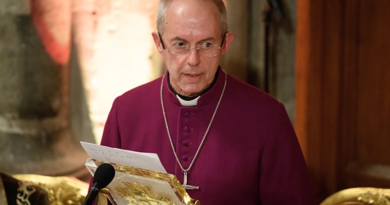 Archbishop of Canterbury Justin Welby delivers a speech at the annual Lord Mayor's banquet on November 13, 2017 in London, England.