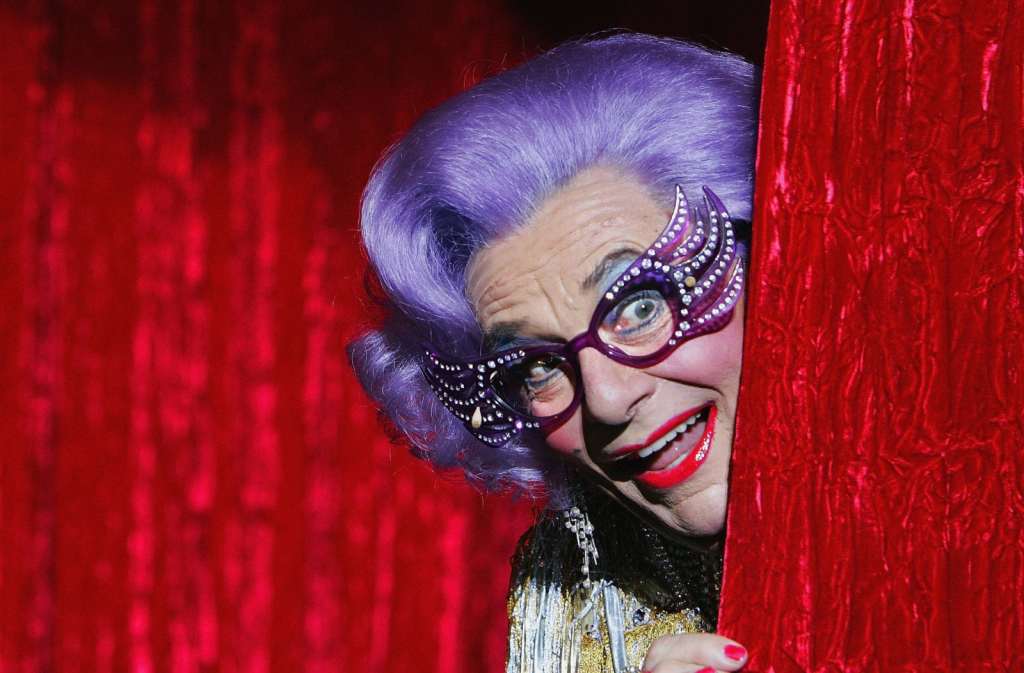 Barry Humphries as Dame Edna Everage.