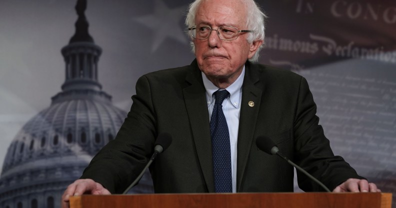 US Senator Bernie Sanders speaks during a news conference on prescription drugs January 10, 2019 at the Capitol in Washington, DC.