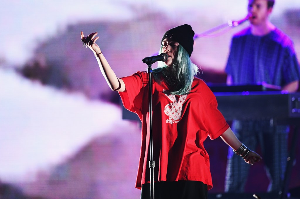 Billie Eilish, who just released "Wish You Were Gay," performs on stage during KROQ Absolut Almost Acoustic Christmas at The Forum on December 9, 2018 in Inglewood, California.