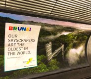 An advert for Royal Brunei Airlines at a London tube station
