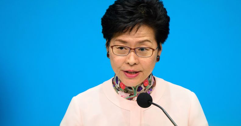 Hong Kong's Chief Executive Carrie Lam speaks at a press conference after delivering her annual policy address at the Legislative Council (Legco) in Hong Kong on October 10, 2018.