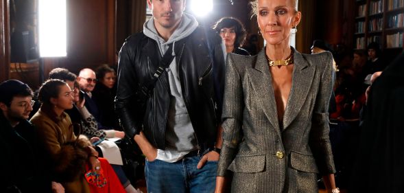 Canadian singer Celine Dion and Spanish dancer Pepe Munoz arrive for the 2019 Spring-Summer Haute Couture collection fashion show by RVDK Ronald van der Kemp in Paris, on January 23, 2019.