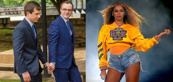 Pete Buttigieg, Chasten Buttigieg, and Beyoncé.