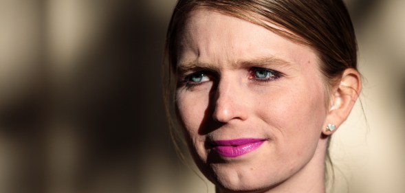 Former American soldier and whistleblower Chelsea Manning poses during a photo call outside the Institute Of Contemporary Arts (ICA) ahead of a Q&A event on October 1, 2018 in London, England.