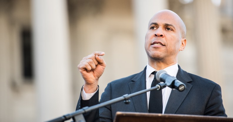 Senator Cory Booker (D-NJ) addresses the crowd during the annual Martin Luther King Jr. Day at the Dome event on January 21, 2019 in Columbia, South Carolina.