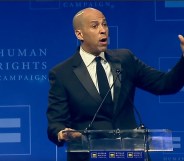 Cory Booker speaks to the Human Rights Campaign