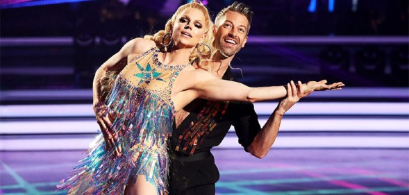 Courtney Act with dance partner Joshua Keefe on Dancing with the Stars