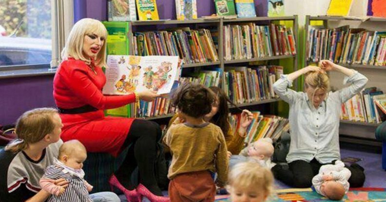 A drag queen reads stories to children