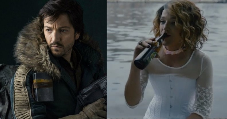 L - Diego Luna in Rogue One: A Star Wars Story R - Diego Luna in Berlin, I Love You