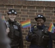 Officers from London's Metropolitan Police at the Brunei protest in Ealing