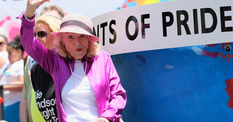 Edith Windsor attends the New York City Gay Pride 2017 march on June 25, 2017 in New York City.