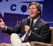 Tucker Carlson speaks onstage during Politicon 2018 at Los Angeles Convention Center on October 21, 2018 in Los Angeles, California.