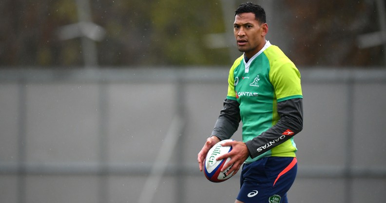 A photo of Israel Folau, the player rugby icon Ian Roberts condemned for making anti-gay remarks as harmful to LGBT+ youth.