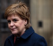 Scottish First Minister Nicola Sturgeon, who has defended transgender rights, speaks to media outside the Houses of Parliament on January 16, 2019 in London, England.