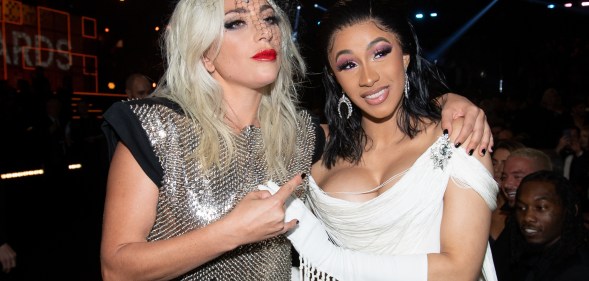 Lady Gaga and Cardi B attend the 61st annual GRAMMY Awards at Staples Center on February 10, 2019 in Los Angeles, California.