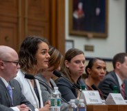Army Captain Alivia Stehlik, one of the transgender troops speaking at the Military Personnel Subcommittee hearing on 'Transgender Service Policy.' on Capital Hill on February 27, 2019 in Washington, DC.