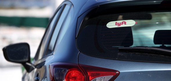A Lyft car, representing a Lyft driver who told a gay man to "burn in hell"