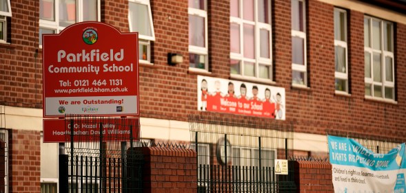 Protestors demonstrate against the 'No Outsiders' programme, which teaches children about LGBT rights, at Parkfield Community School on March 21, 2019 in Birmingham, England, a week ahead of the vote on LGBT-inclusive RSE education.