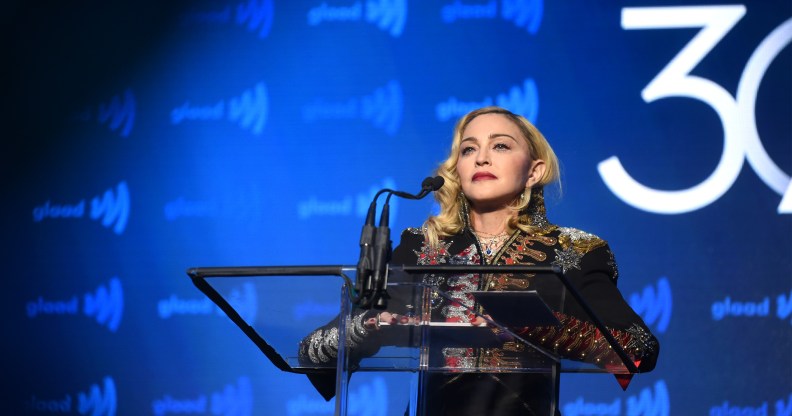 Madonna speaks onstage during the 30th Annual GLAAD Media Awards New York at New York Hilton Midtown on May 04, 2019 in New York City.
