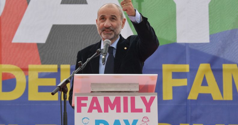 Massimo Gandolfini, who campaigned against civil partnerships, is one of the organisers of the World Congress of Families meeting in Verona, Italy.