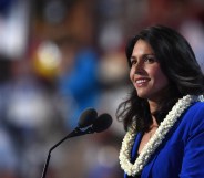 US Representative Tulsi Gabbard speaks during Day 2 of the Democratic National Convention at the Wells Fargo Center in Philadelphia.