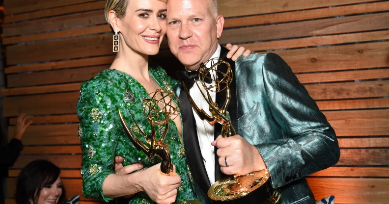 Actors Sarah Paulson and Ryan Murphy attend an Emmy afterparty.