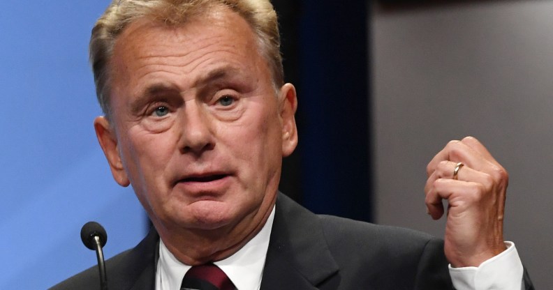 "Wheel of Fortune" host Pat Sajak speaks as he is inducted into the National Association of Broadcasters Broadcasting Hall of Fame during the NAB Achievement in Broadcasting Dinner at the Encore Las Vegas on April 9, 2018 in Las Vegas, Nevada.