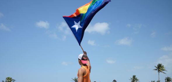 People take part in the annual Gay Pride parade in San Juan, Puerto Rico, on June 3, 2018.