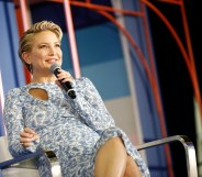 Kate Hudson, who recently discussed her genderless approach at raising her daughter, speaks at an event in New York..