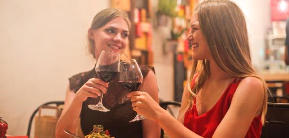Girl first date drinking wine