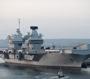 The HMS Queen Elizabeth anchored in Portsmouth, England