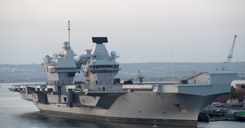 The HMS Queen Elizabeth anchored in Portsmouth, England