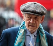 British actor Sir Ian McKellen arrives at Westminster Abbey for a memorial service for theatre great Sir Peter Hall OBE on September 11, 2018 in London, England.
