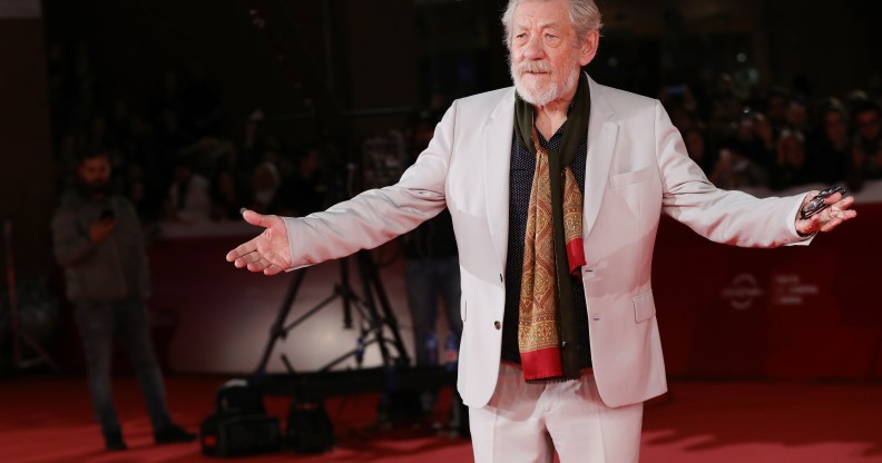 Ian McKellen walks a red carpet for 'Ian McKellen: Playing The Part' during the 12th Rome Film Fest at Auditorium Parco Della Musica on November 1, 2017 in Rome, Italy.