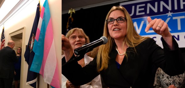 Jennifer Wexton speaks to supporters after winning the Virginia-10 district congressional election
