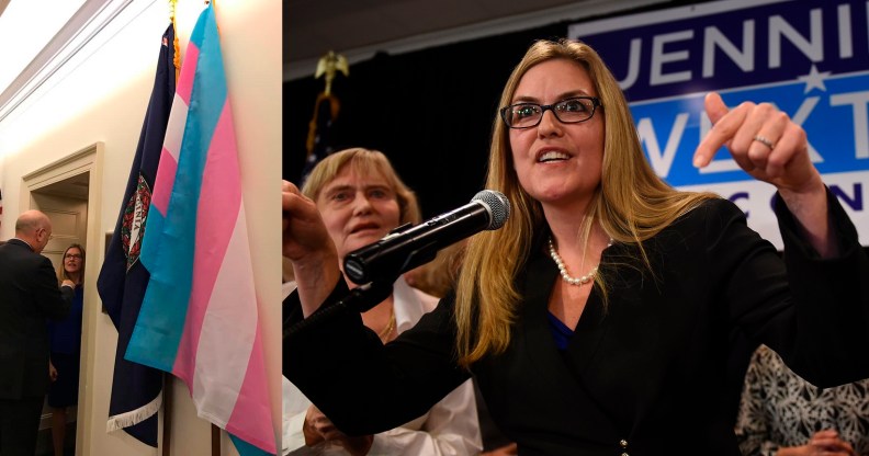 Jennifer Wexton speaks to supporters after winning the Virginia-10 district congressional election