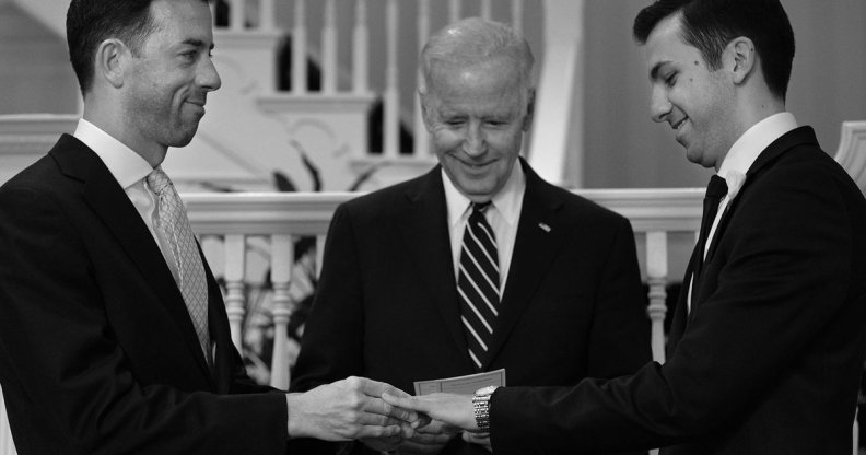 Joe Biden officiates the wedding of White House staffers Brian Mosteller and Joe Mahshie