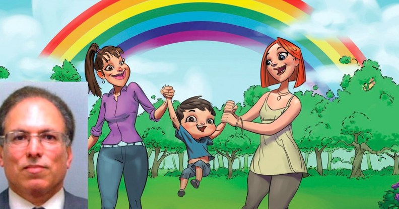 Left, Cllr Mohammad Idrees. Centre, a file photo of an LGBT-inclusive education resource.