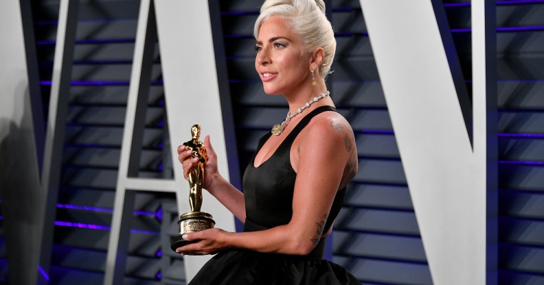 Lady Gaga, winner of the Music (Original Song) award for 'Shallow' from 'A Star Is Born,' attends the 2019 Vanity Fair Oscar Party on February 24, 2019 in Beverly Hills, California.