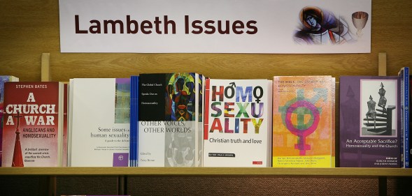 Books for sale are displayed at the Lambeth Conference on July 21, 2008 in Canterbury, England.