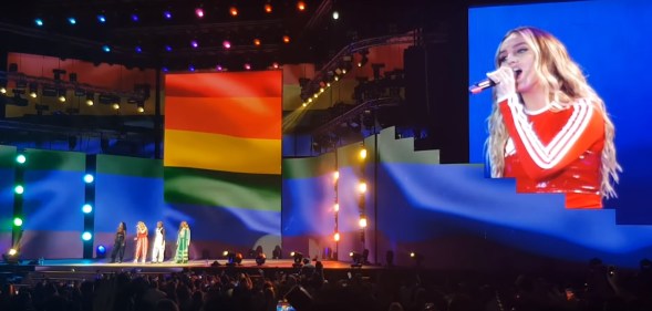 Little Mix performed "Secret Love Song Pt II" under the rainbow flag