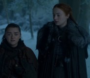 Game of Thrones stars Maisie Williams and Sophie Turner as sisters Arya Stark and Sansa Stark