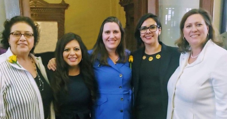 LGBT+ Texas lawmakers Celia Israel, Jessica González, Erin Zwiener, Mary González and Julie Johnson
