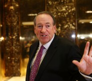 Arkansas Governor Mike Huckabee leaves Trump Tower on November 18, 2016 in New York City.