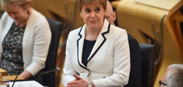 Scotland's First Minister Nicola Sturgeon makes a statement to the Scottish Parliament
